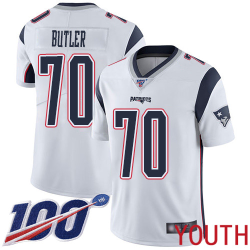 New England Patriots Football 70 Vapor Untouchable 100th Season Limited White Youth Adam Butler Road NFL Jersey